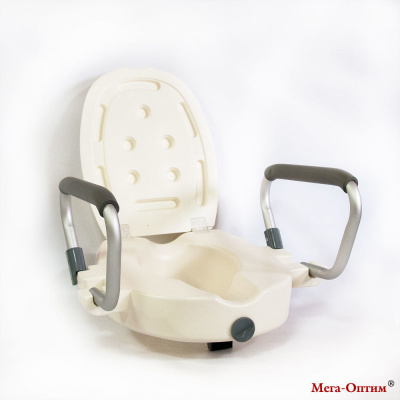 Насадка на унитаз с откидными ручками Оптим SC 718  12см